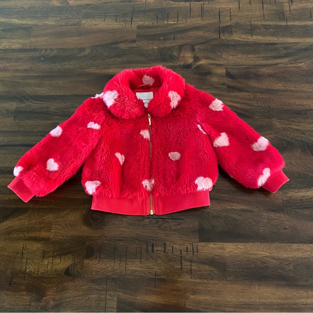 Janie and Jack Faux Fur Heart Bomber Jacket - Picture 2 of 9